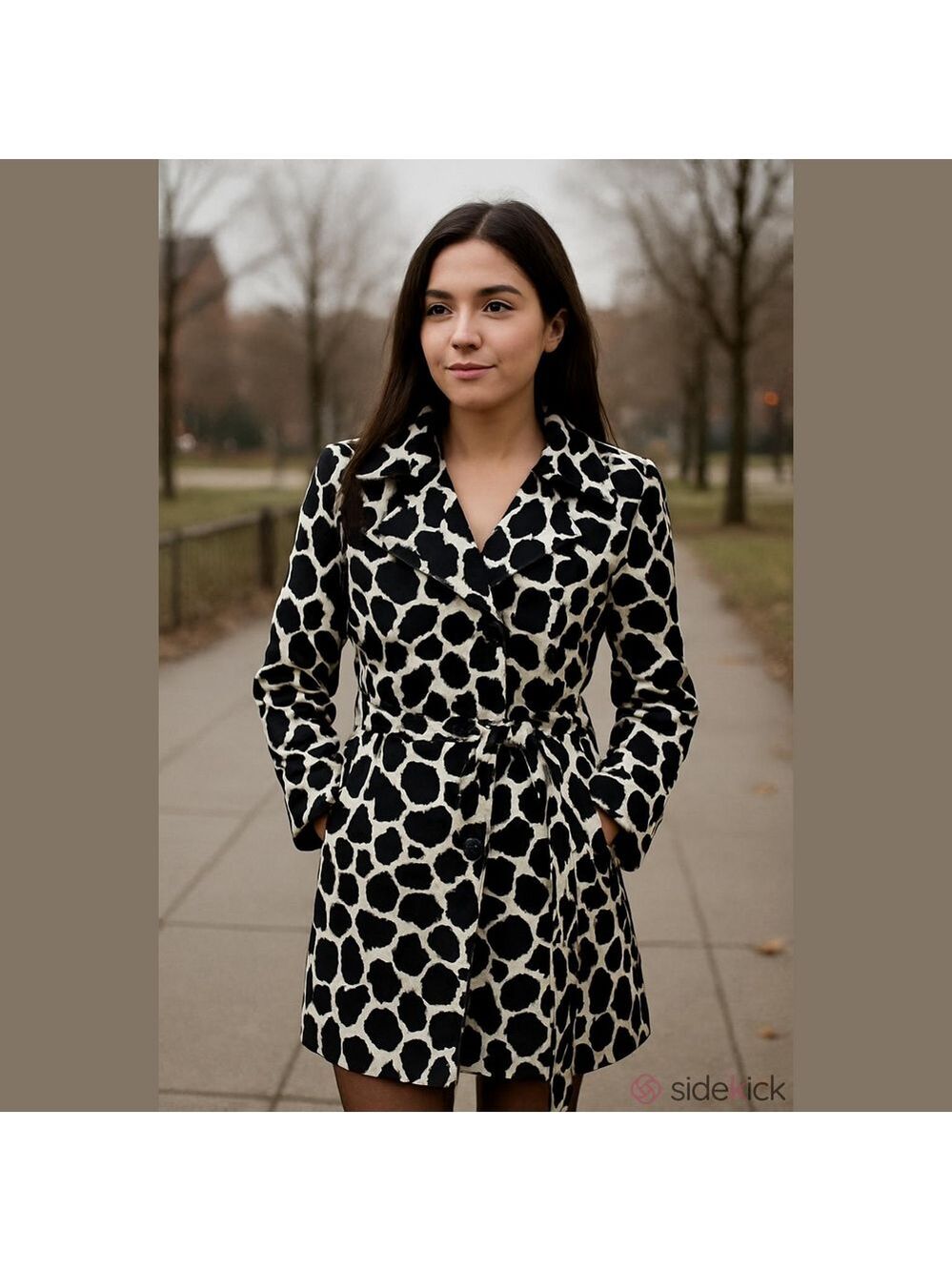 4/$97 Deal! Papillion Zebra Black & White Printed Pea Coat
